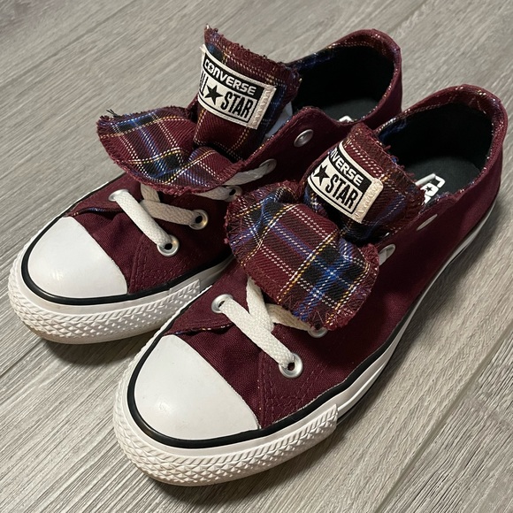 Maroon/Plaid Converse - Picture 7 of 8